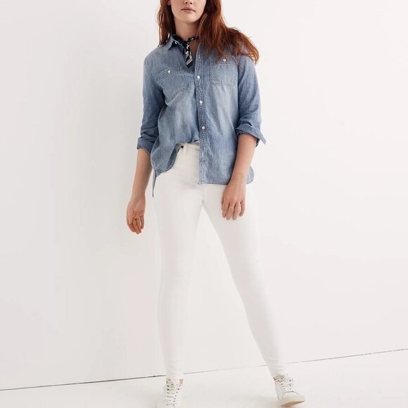 Madewell 9" Mid-Rise Skinny Jeans in Pure White - Picture 1 of 6